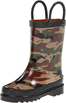  	western chief boys waterproof printed rain boot with easy pull on handles