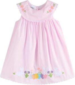 Toddler Easter bunny dress with soft cotton fabric and bunny embroidery