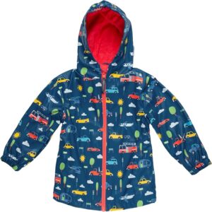 Stephen Joseph Construction waterproof raincoat for toddler boys with hood and cotton lining