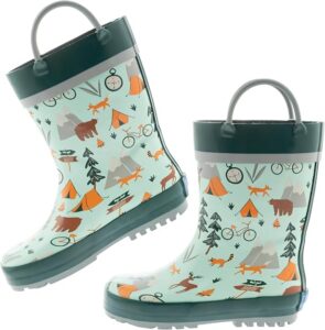 Stephen Joseph Outdoor waterproof rain boots for toddler boys with easy-on loops and rubber soles