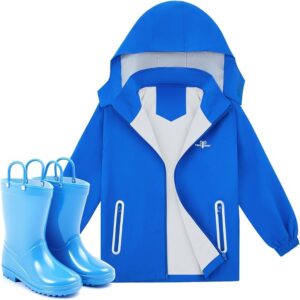 Twistover boys waterproof rain jacket and matching rain boots set with reflective details