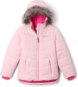 Columbia Girls' Katelyn Crest III insulated hooded winter jacket with removable faux-fur trim