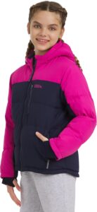 Eddie Bauer Girls' Heavyweight Insulated Infinity winter jacket with faux-fur lining and hood