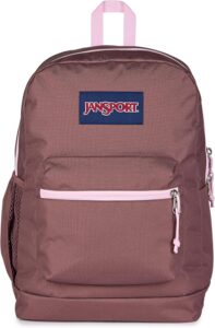 JanSport Cross Town Plus Backpack in Color Blocked Mahogany Haze with laptop sleeve and organizer pocket for teen students