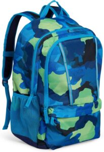 Lands' End ClassMate Backpack in Nicci with padded laptop compartment, adjustable chest strap, multiple storage pockets, and lightweight nylon construction for elementary school student