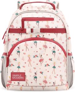 Simple Modern Fletcher pink ballerina kids backpack with multiple storage pockets and padded shoulder straps