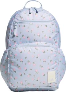 adidas Lineage Backpack in black with padded 16-inch laptop sleeve, multiple organizer pockets, dual water bottle pockets, and padded shoulder straps for school