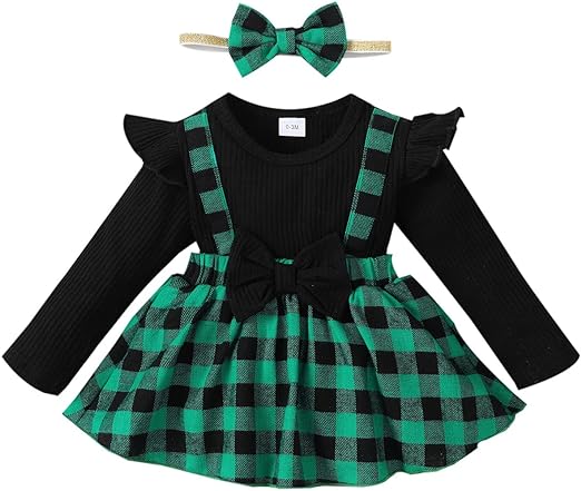 Baby Girl Green Plaid Christmas Dress