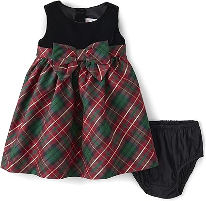 Baby Girl Green Plaid Christmas Dress