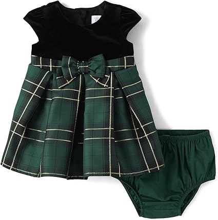Baby Girl Green Plaid Christmas Dress