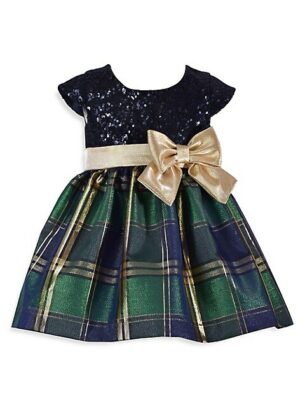 baby girl green plaid christmas dress