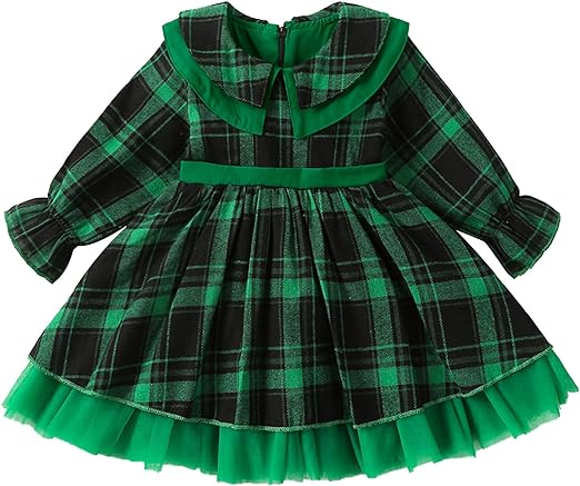 Baby Girl Green Plaid Christmas Dress