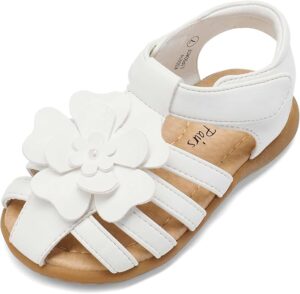 White DREAM PAIRS closed toe sandals for toddler girls with adjustable straps and summer design White DREAM PAIRS closed toe sandals for toddler girls with adjustable straps and summer design