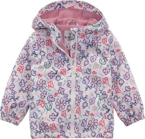Toddler girls fleece-lined lightweight jacket with zip closure, elastic cuffs, and water-resistant fabric designed for warmth and everyday outdoor wear