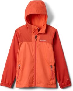 Columbia Trails fleece-lined waterproof jacket for kids shown in an additional color with hood and front zipper.