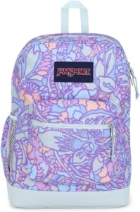 JanSport Cross Town Plus Backpack with padded laptop sleeve, front organizer pocket, and side water bottle pocket for school and everyday use