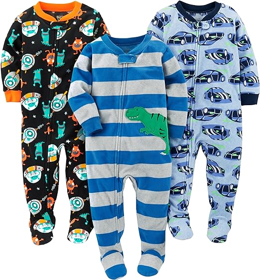 Baby Boy Footed Fleece Pajamas