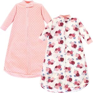 Hudson Baby unisex long-sleeve fleece sleeping bag 2-pack with floral pattern for babies
