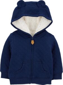 Simple Joys by Carter's baby hooded quilted jacket with plush sherpa lining, a full-zip front, front pockets, and an adorable bear-ear hood