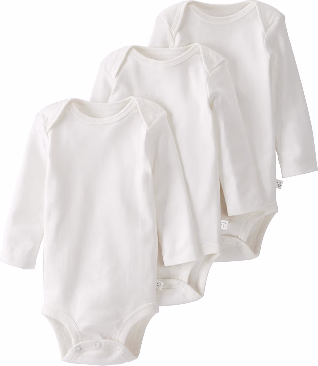 Little Planet by Carter’s 3-pack long-sleeve organic cotton bodysuits for babies with overlap shoulders and durable snaps