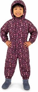 Jan & Jul toddler waterproof fleece-lined coverall with adjustable hood, elastic cuffs, and reflective stripes for rainy and snowy weather
