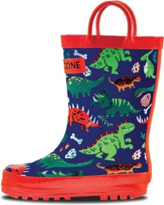 Lone Cone kids rain boots with easy pull-on handles, flexible natural rubber, and non-slip tread for rainy day play