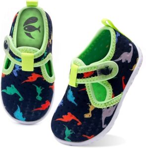 FEETCITY dinosaur-print baby water shoes with breathable quick-dry fabric, non-slip drainage sole, and lightweight flexible comfort for summer beach and pool adventures FEETCITY dinosaur-print baby water shoes with breathable quick-dry fabric, non-slip drainage sole, and lightweight flexible comfort for summer beach and pool adventures