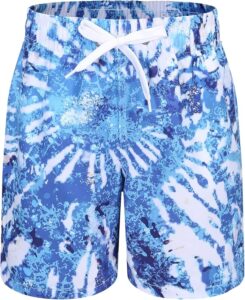 Boys quick-dry swim trunks with adjustable drawstring waistband, soft mesh liner, and lightweight fabric for beach and pool adventures