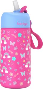 Bentgo Kids insulated stainless steel water bottle with leak-proof straw lid for school and daycare