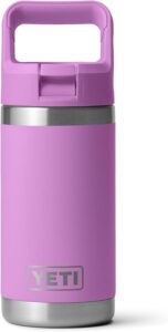 YETI Rambler Jr. insulated stainless steel kids water bottle with leakproof straw cap for school and outdoor adventures