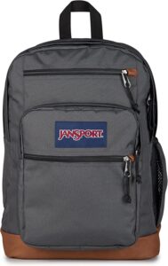 Black JanSport Cool Student backpack with two main compartments, padded laptop sleeve, organizer pocket, and side water bottle pocket