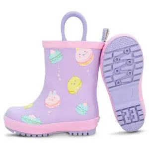 Jan & Jul Macarons toddler rain boots with handles and colorful waterproof rubber design