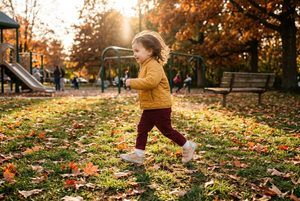 toddler girl playing at the park